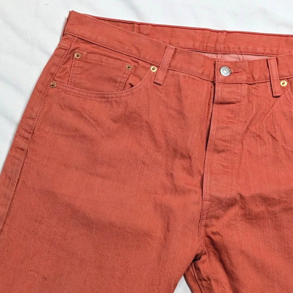 Levi's 501 Original Fit Straight Leg Salmon Orange Jeans Mens 40x32